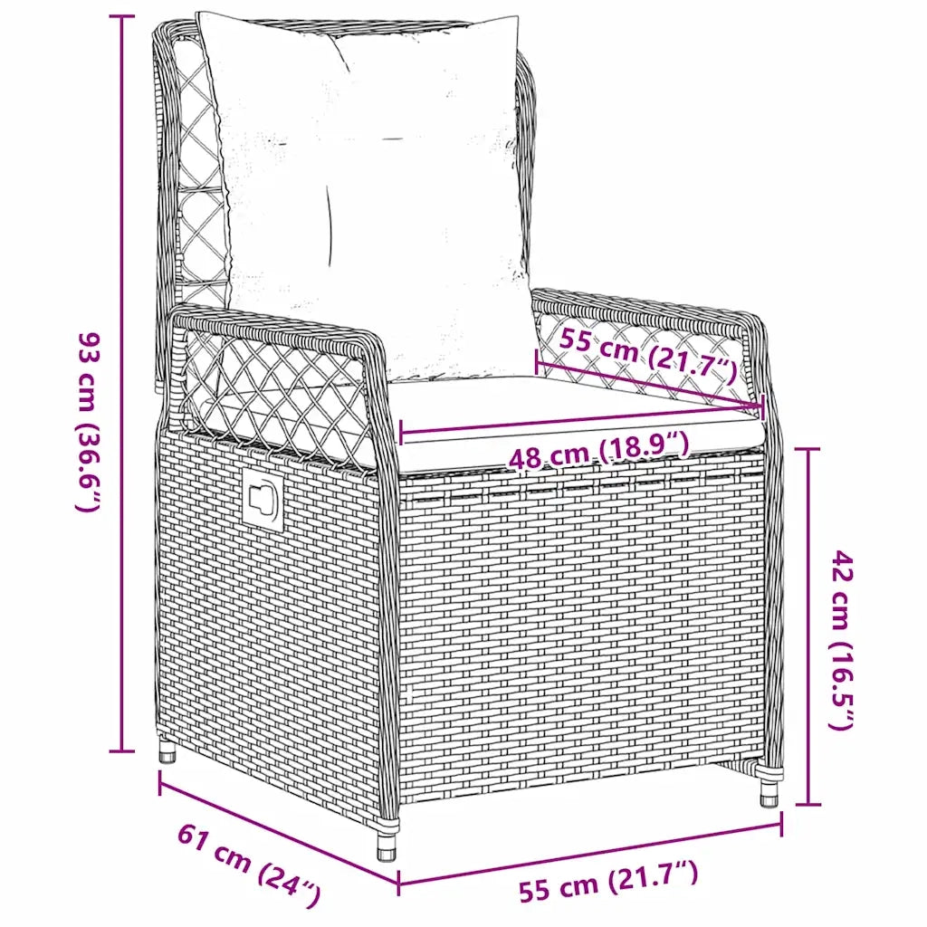 Set da Pranzo per Giardino 9 pcs Nero polyrattan 3380987