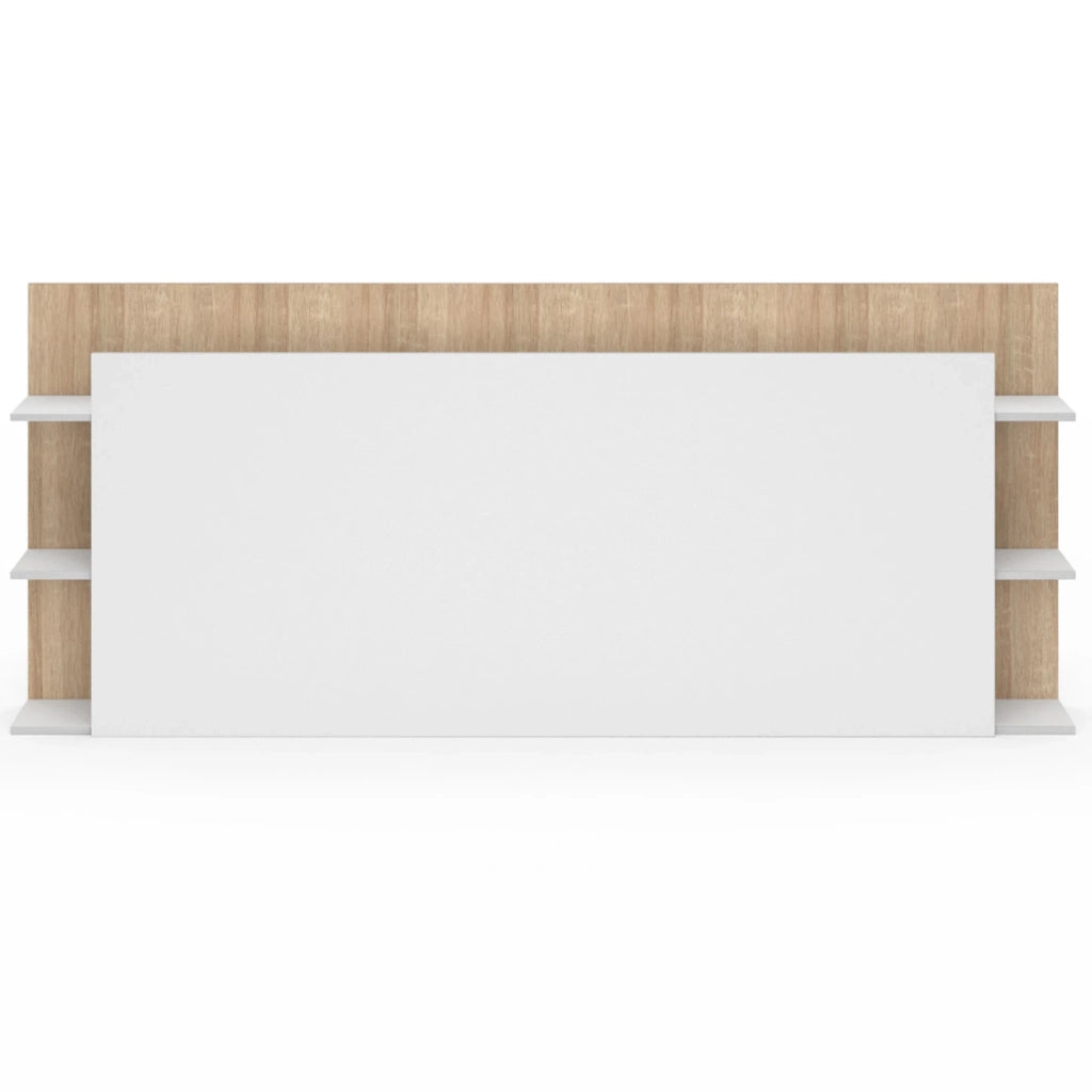IDMarket - Cabecero CIRI para camas de 140 y 160 CM con compartimentos blancos y de madera