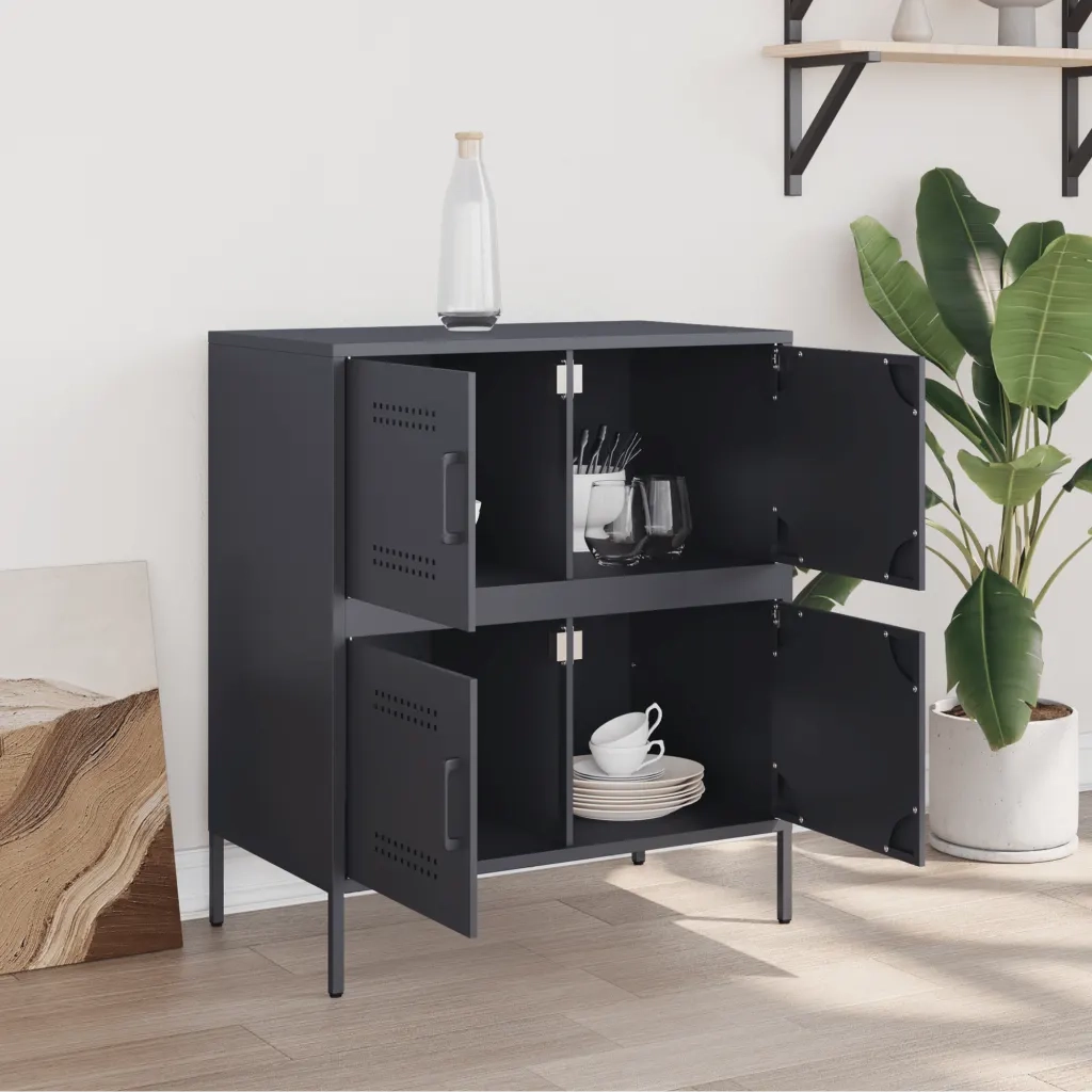Credenza-Buffet-Armadio da cucina Antracite 68x39x79 cm in Acciaio