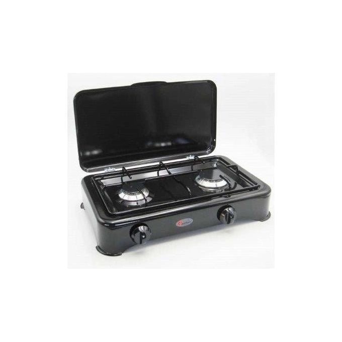 CFParker 5326NGP Fornello a Gas 2 Fuochi 1,50 + 2,00 kW Alimentazione GPL Griglia Acciaio Smaltato colore Nero