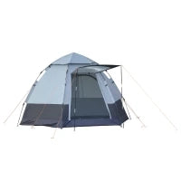 Tenda da Campeggio 2 Posti con Apertura Automatica e Accessori, in Acciaio e Tessuto Oxford, Grigia e Nera