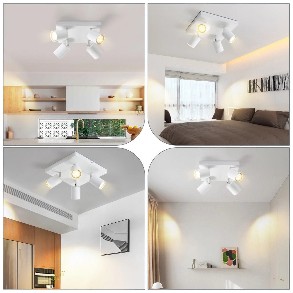 ZMH Faretto da soffitto 4 luci GU10 orientabili 330° per corridoio