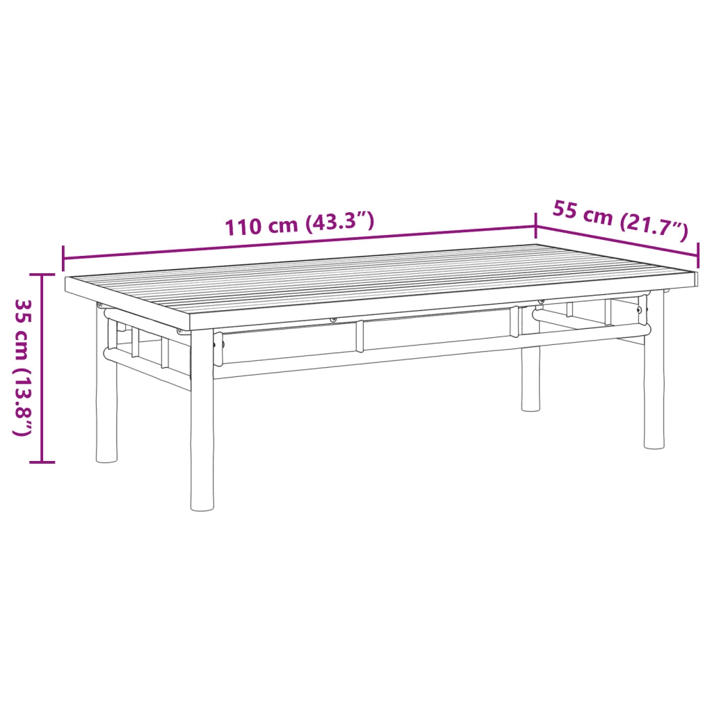 Tavolino da Salotto 110x55x35 cm in Bambù 366470