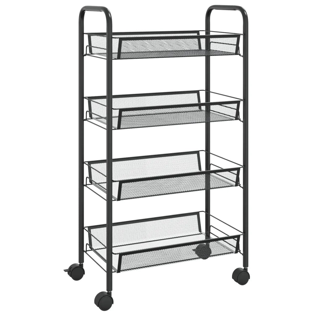 Carrello da Cucina con 4 Ripiani Nero 46x26x64 cm in Ferro CFW6122245