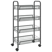 Carrello da Cucina con 4 Ripiani Nero 46x26x64 cm in Ferro CFW6122245