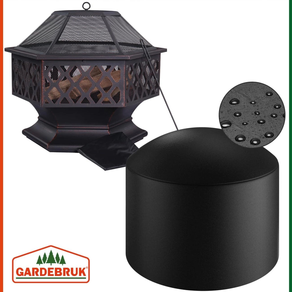 ® Braciere Esagonale 70x60,5cm Acciaio Parascintille Attizzatoio Bracieri Esterno Giardino
