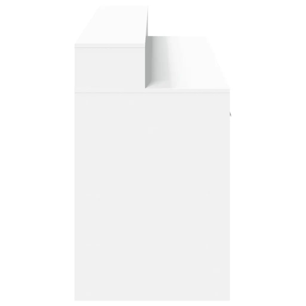 Scrivania | Tavolo da Ufficio con Luci LED Bianca 160x55x91 cm in Legno Multistrato