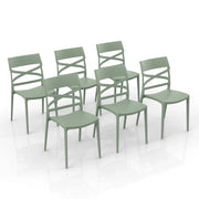 Set 6 sedie in polipropilene FLOW, 100% MADE IN ITALY, impilabile, resistente ai raggi UV, design moderno, ideale per sala da pranzo, cucina, bar, ristoranti o giardino, colore Menta