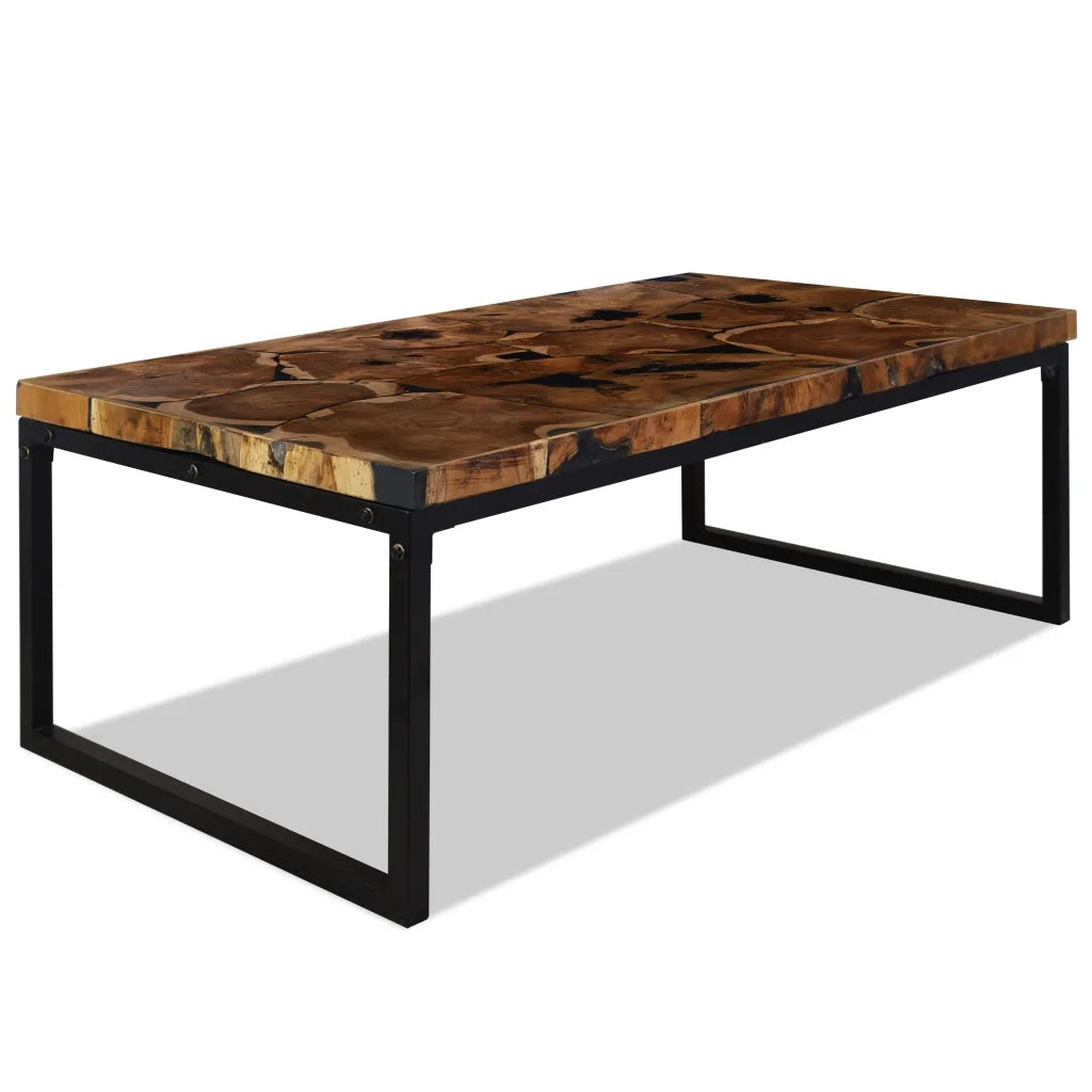 Tavolino da Salotto in Legno di Teak e Resina 110x60x40 cmcod mxl 102891