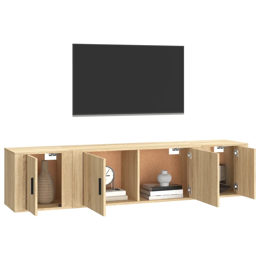 Set di Mobili Porta TV 3 pz | Armadietto TV | Mobile Porta TV Rovere Sonoma in Legno Multistrato
