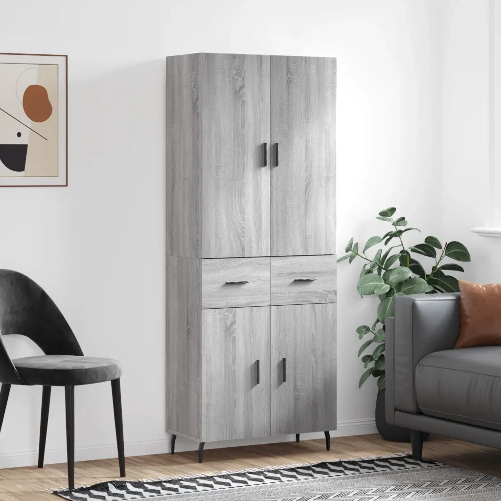 Credenza | Madia | Buffet da pranzo | Armadio da pranzo Grigio Sonoma 69,5x34x180 cm in Legno Multistrato