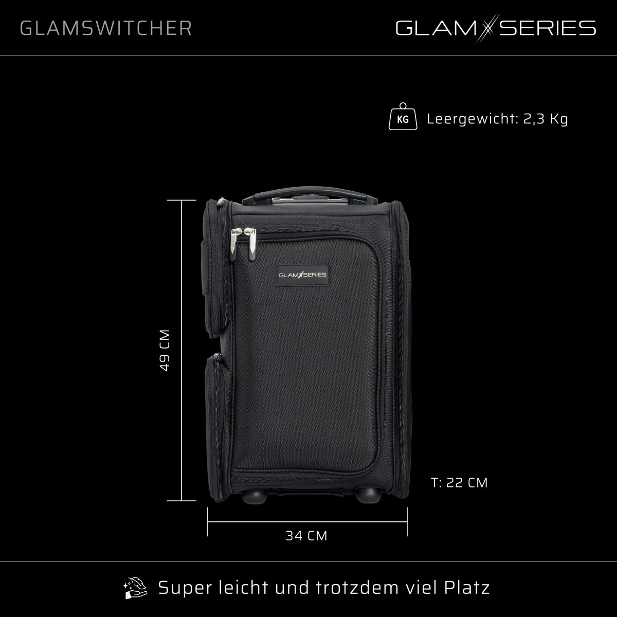GlamSeries GlamSwitcher trolley e zaino in uno, valigia per trucco con 5 trousse, valigetta per make-up artist con scomparto con protezione termica, organizer per makeup artist, parrucchieri