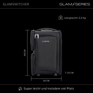 GlamSeries GlamSwitcher trolley e zaino in uno, valigia per trucco con 5 trousse, valigetta per make-up artist con scomparto con protezione termica, organizer per makeup artist, parrucchieri