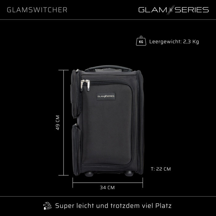 GlamSeries GlamSwitcher trolley e zaino in uno, valigia per trucco con 5 trousse, valigetta per make-up artist con scomparto con protezione termica, organizer per makeup artist, parrucchieri