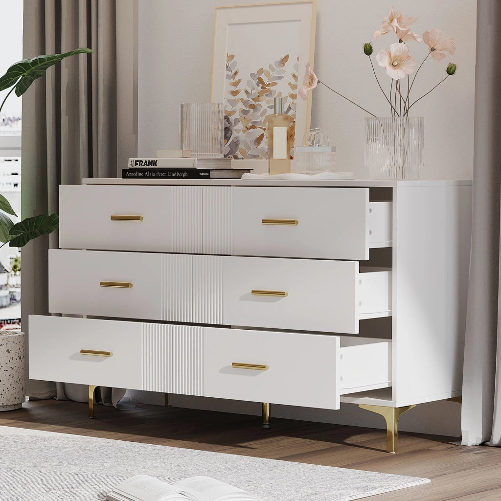 Cassettiera con 6 cassetti 120x40x76 cm in MDF; bianco
