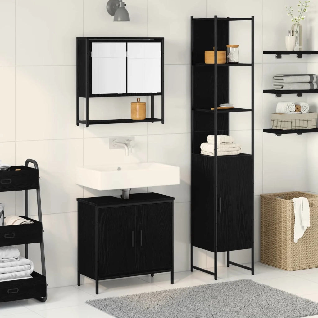 Set di mobili per il bagno 3 pcs Nero Legno multistrato 3334362