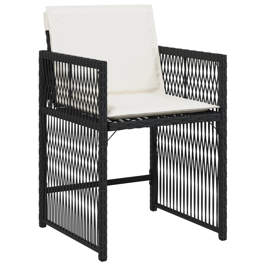 Set da Pranzo da Giardino 5 Pezzi con Cuscini Nero Rattan Sintetico