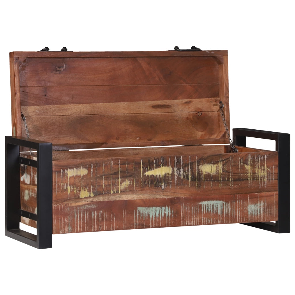 Bauli 80x30x30cm in Legno Massello di Recupero e Metallo
