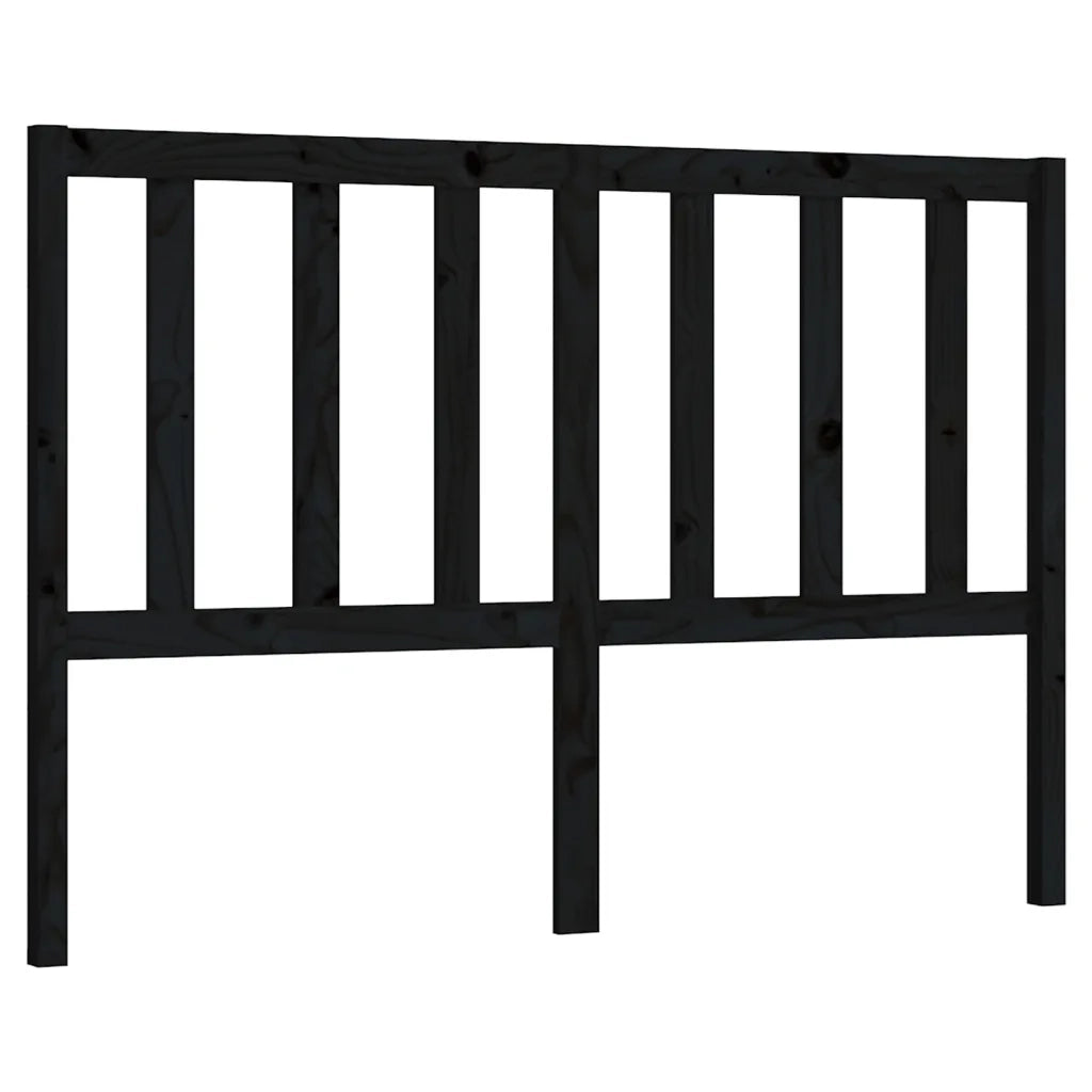 Testiera per Letto Nera 146x4x100 cm in Legno Massello di Pino 817744