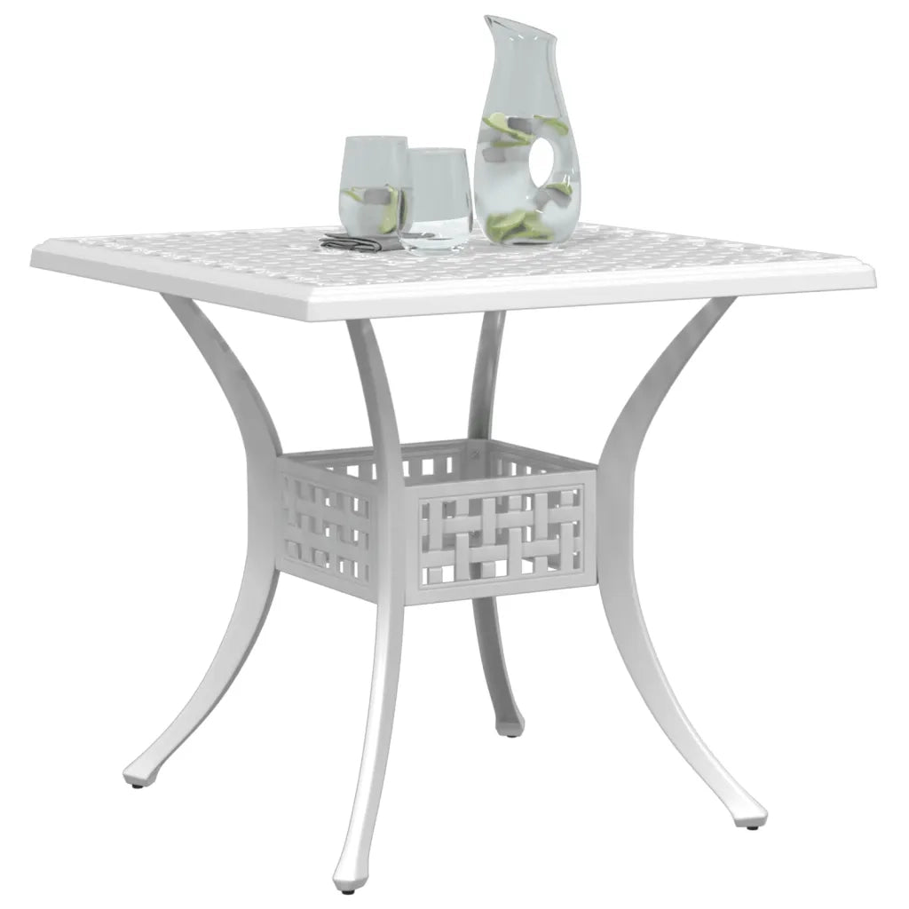 Tavolo da Giardino Bianco 80x80x75 cm in Alluminio Pressofuso 4002813
