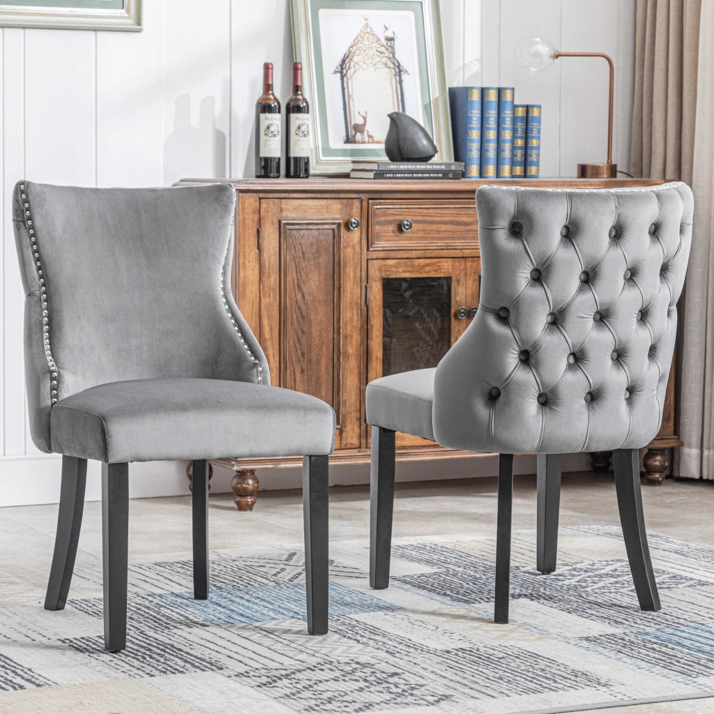 SEDIA da pranzo in velluto grigio, set da 6 pezzi, seduta 50 cm