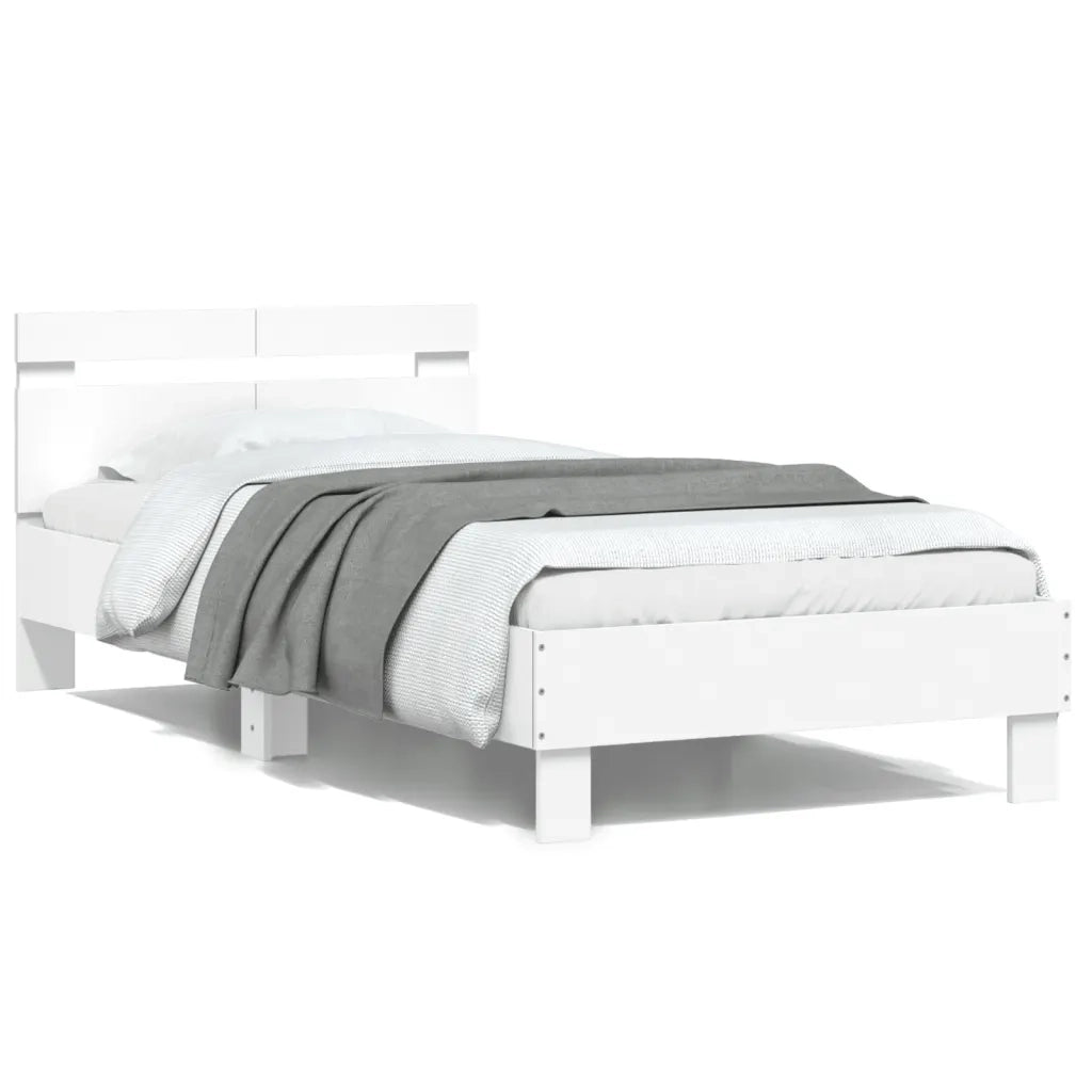 Giroletto con Testiera-Struttura Letto con testiera Bianco 100x200 cm in Legno Multistrato 426640