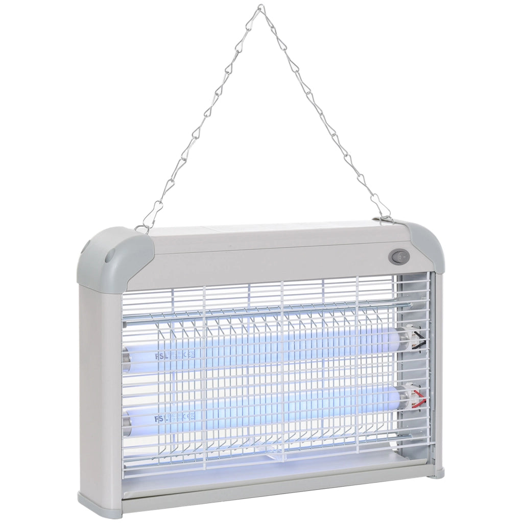 Lampada Antizanzare UV 20W ¨C Xylo ¨C 60m2 Interno Esterno Grigio Bianco