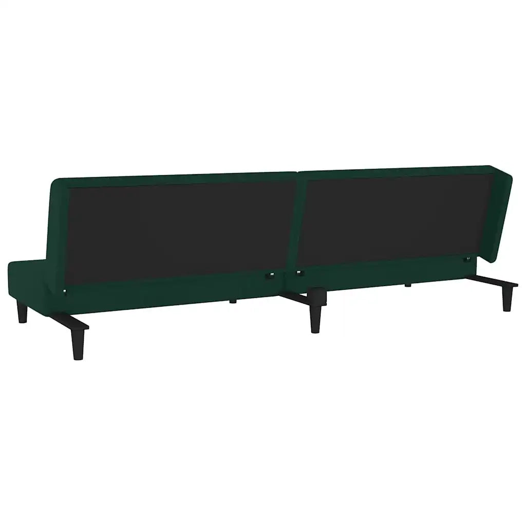 Divano Letto a 2 Posti con 2 Cuscini Verde Scuro in Velluto 375912