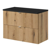 Mobile Sottolavabo NEWPORT da Parete a 2 Cassetti 80x60x40 cm - Effetto Rovere/Nero [en.casa]