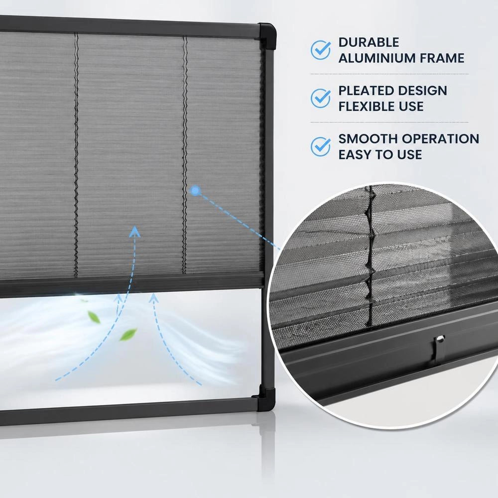 Insect Screen Pleated Blind For Windows, Aluminum, Anthracite, 80x100cm
