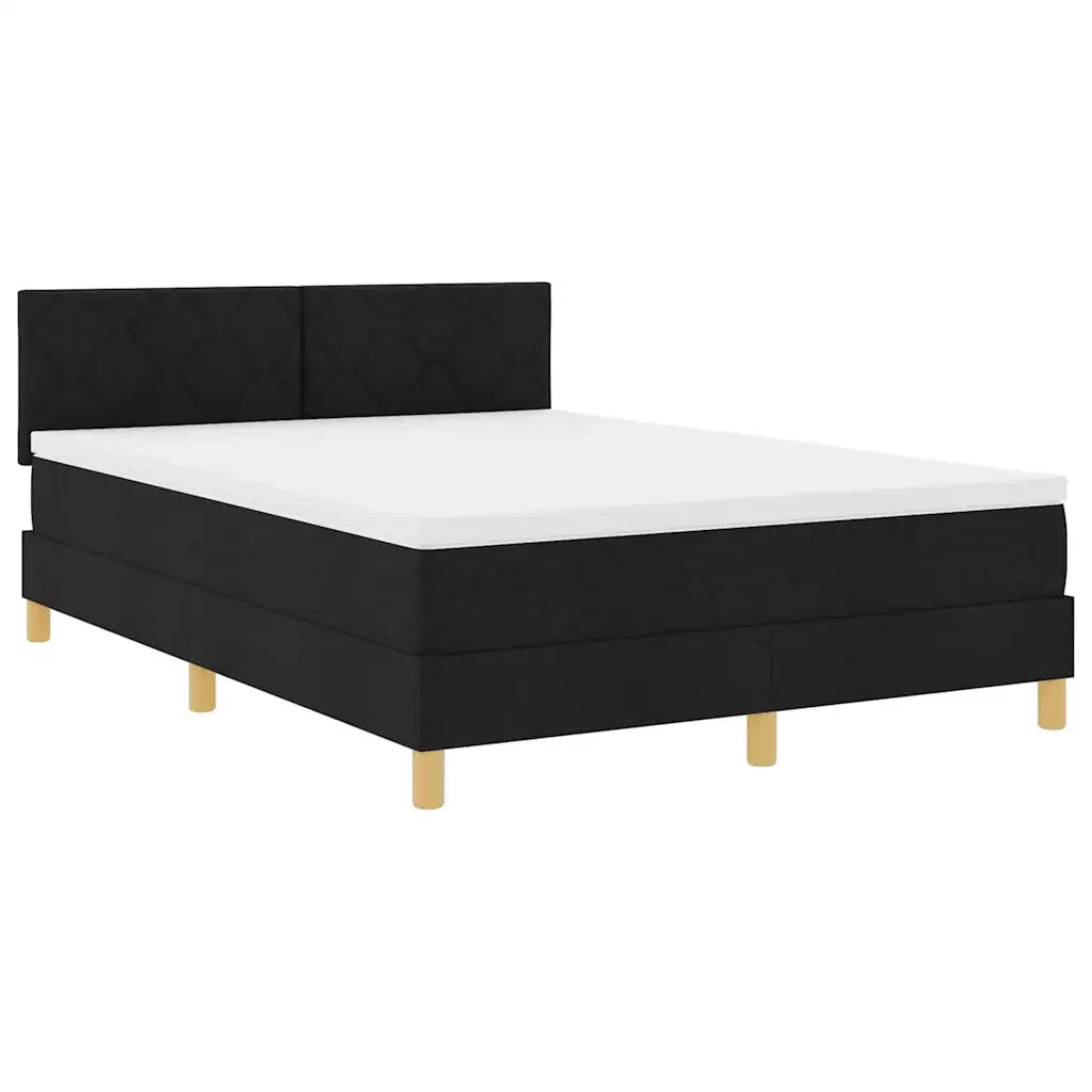 Letto a Sorgente LED con materasso Nero 140 x 190 cm Tessuto 3342515