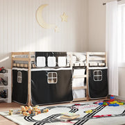 Letto a Castello senza Materasso Bianco e Nero 90x200cm in Pino 3283928