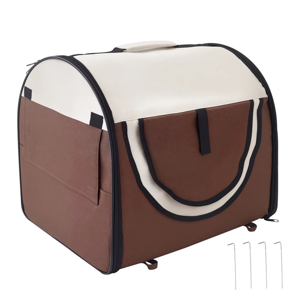 Borsa di trasporto per cani pieghevole 61 x 46 x 51 cm buona aerazione cuscino rimovibile moderno accogliente in tessuto oxford caffè 21_0007591