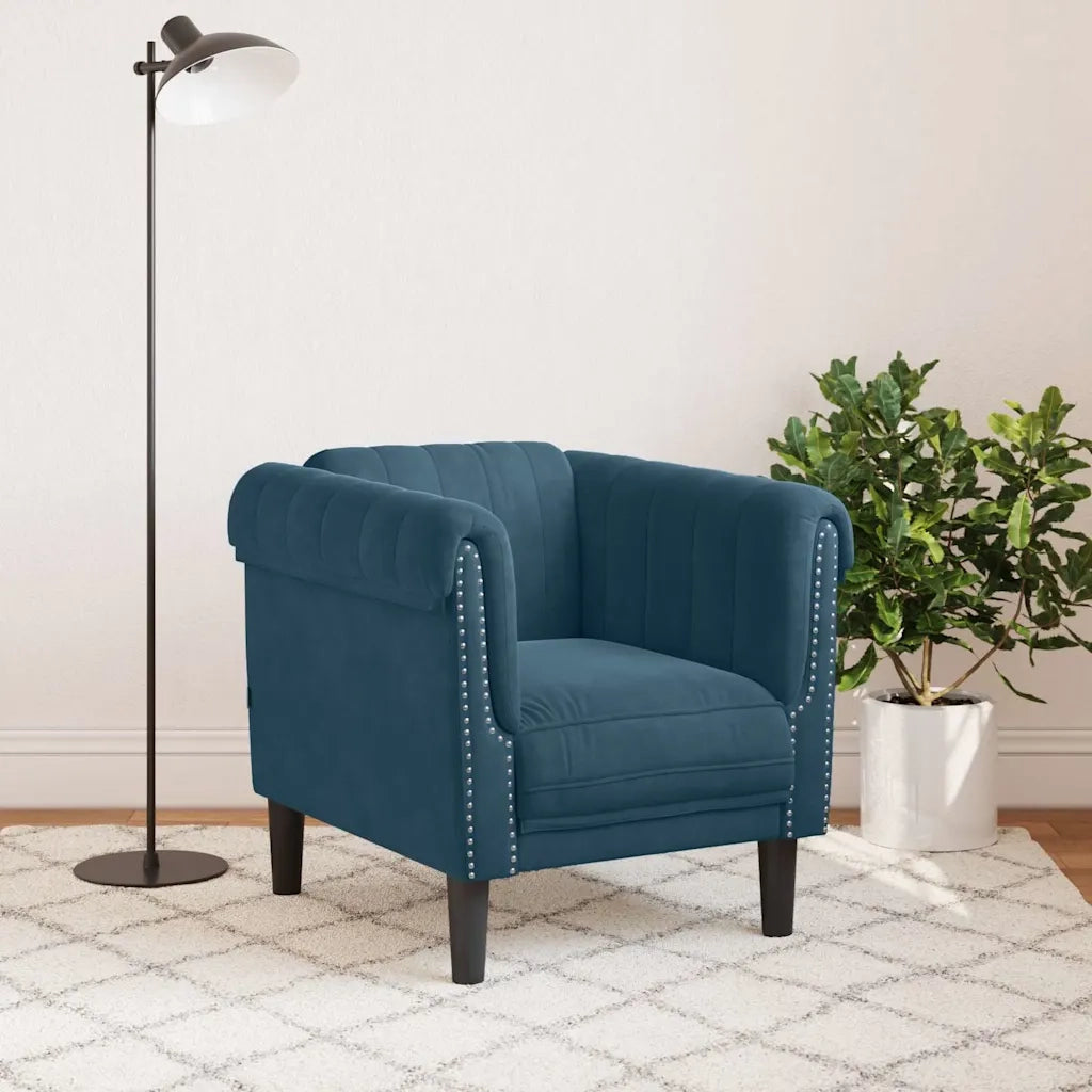 Poltrona-Divano Sedia Blu in Velluto 658932