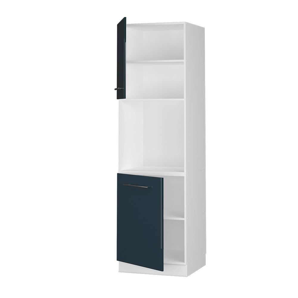 Mobile per forno da incasso Fame-Line Blu scuro lucido/Bianco 60 cm con ripiano aperto Vicco