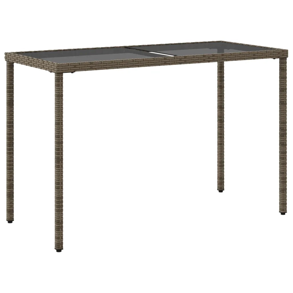 Tavolo da Giardino Piano in Vetro Grigio 115x54x74cm Polyrattan 365073