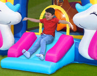 Castello Giostra Gonfiabile Interattivo Fantasy Unicorn con Pompa Happy Hop