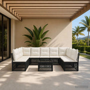 Set Divano da Giardino 10 pz Nero polyrattan 3434323