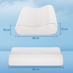 Cuscino Cervicale Memory Foam a Doppia Altezza 60x40x10-12 cm con Copertura Rimovibile e Lavabile Bianco Crema