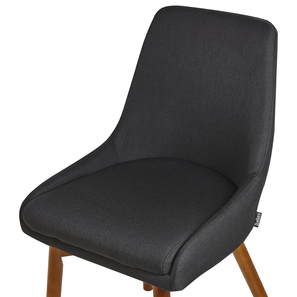 Set di 2 sedie Tessuto in poliestere Nero Gambe in legno massello scuro Sedile spesso imbottito