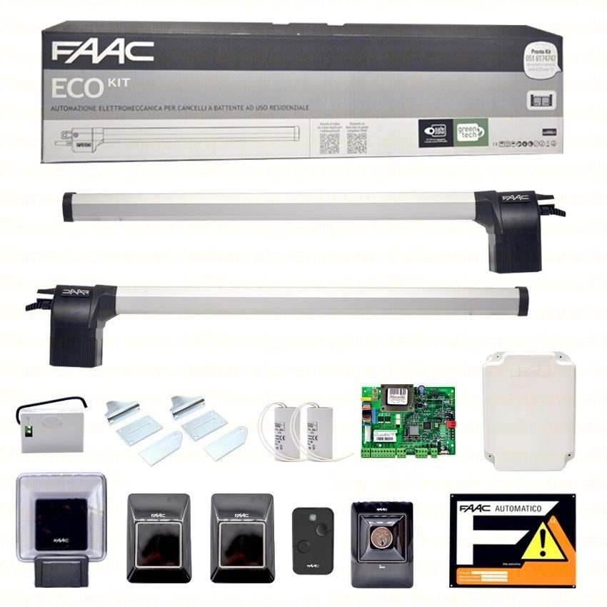 KIT AUTOMAZIONE PER CANCELLI A BATTENTE 230V ECOKIT FAAC 105632445 AUTOMATISMI