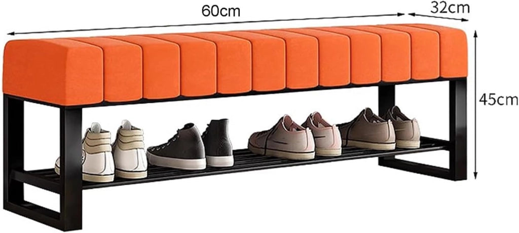 scarpiera Panca per Scarpe da Ingresso con Contenitore, Panca Imbottita con Scarpiera a 2 Ripiani in Boucle Arancione, Panca a Fine Letto per Camera da Letto per Armadio Corridoio Soggiorno Fango