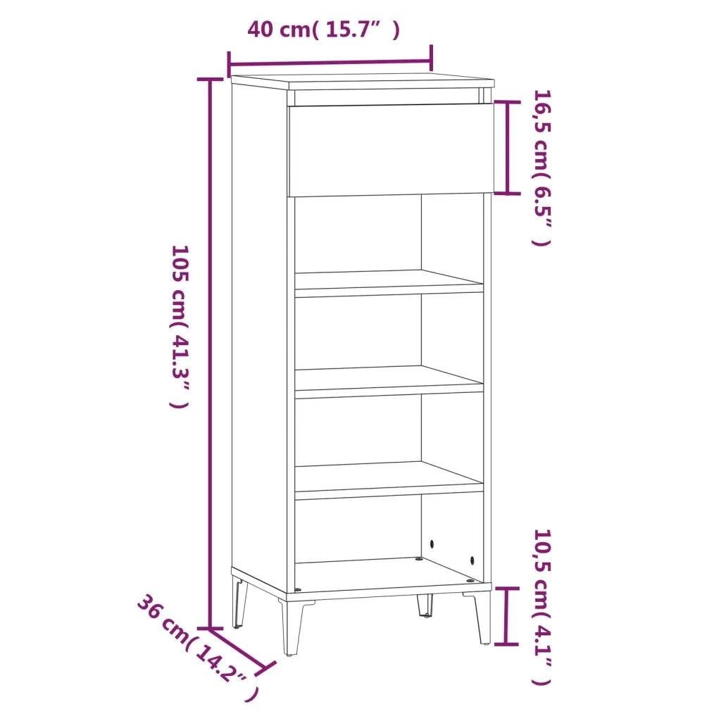 Scarpiera-Scaffale per scarpe Nera 40x36x105 cm in Legno Multistrato 888954