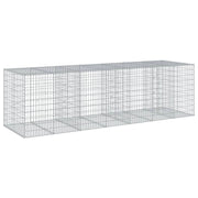 Gabbione recinto a gabbia muro di contenimento con coperchio 350 x 100 x 100 cm ferro zincato argento 02_0040157