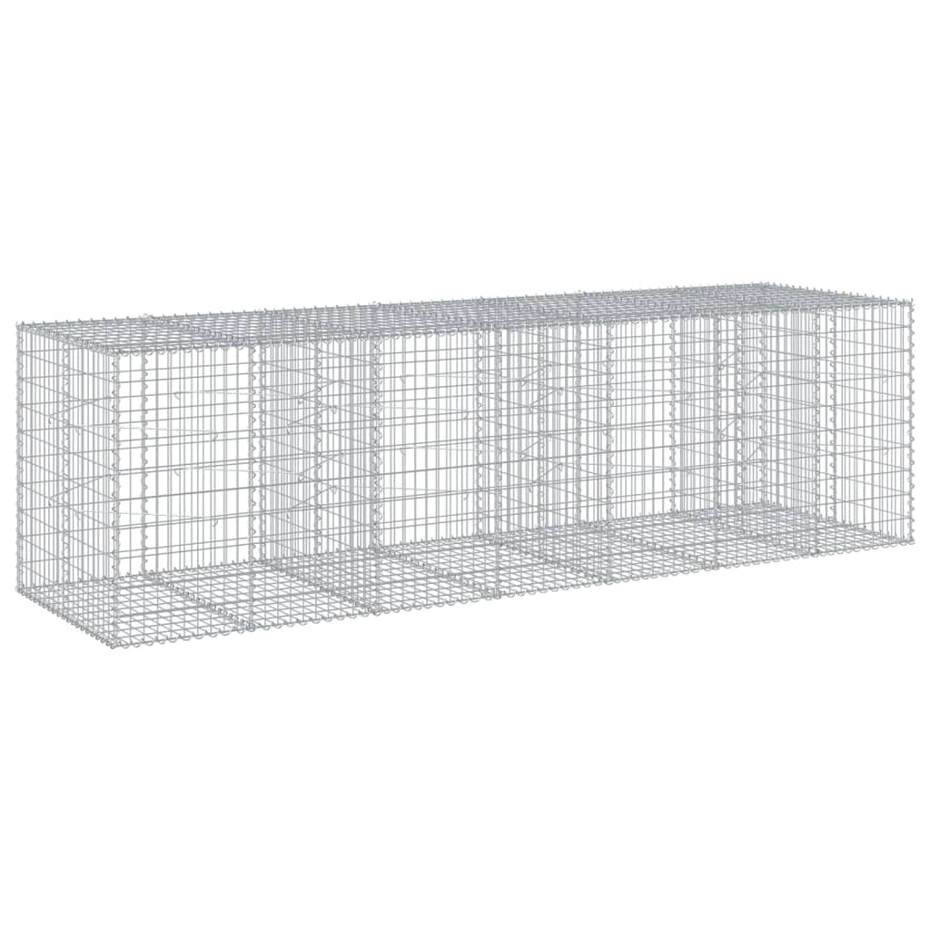 Gabbione recinto a gabbia muro di contenimento con coperchio 350 x 100 x 100 cm ferro zincato argento 02_0040157