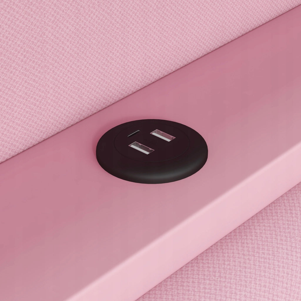 Letto imbottito 90x200 rosa - Xylo - USB LED