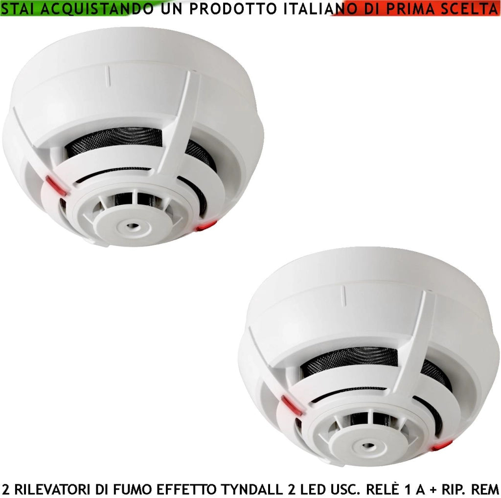 SENSORI DI FUMO 2 RILEVATORI FUMO PER EFFETTO TYNDALL USCITA RELÈ ALLARME E SEGNALAZIONE REMOTA LED ALLARME ALIMENTAZIONE 12/28 V