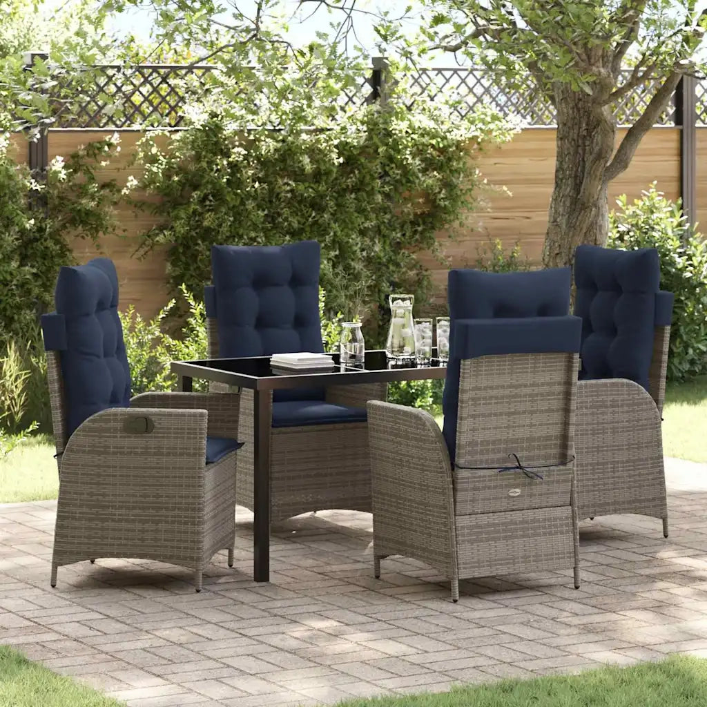 Set da Pranzo per Giardino 5 pcs Grigio e Nero Rattan 3380577
