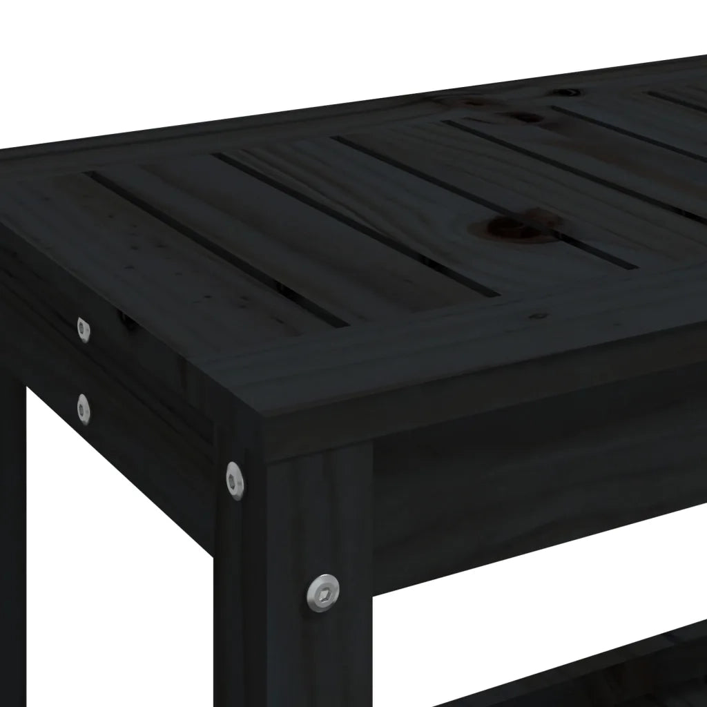 Panca da Giardino Nera 108x35x45 cm in Legno Massello di Pino 832384