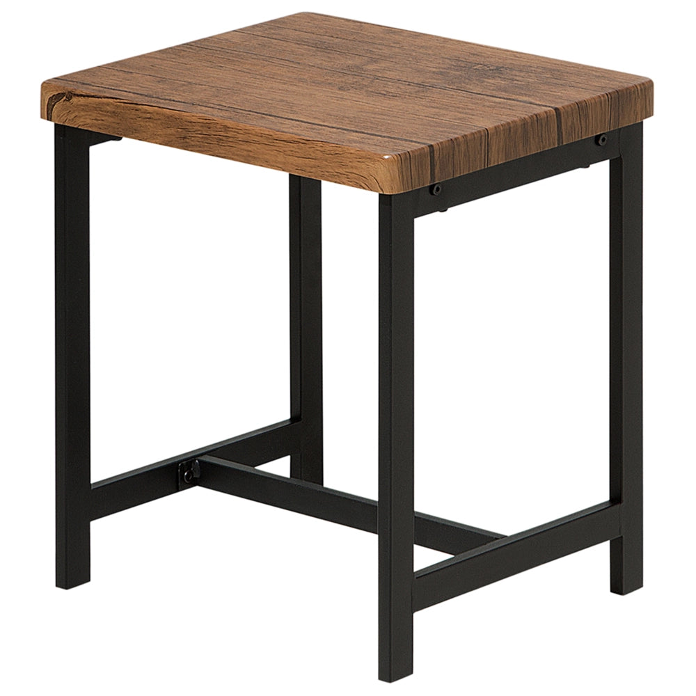 Set da pranzo in legno scuro piano rettangolare 120 x 75 cm struttura in metallo Nero 4 posti con sgabelli
